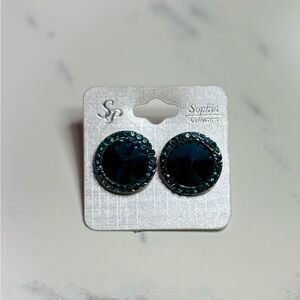 Sophia Collection Blue Crystal Stud Earrings